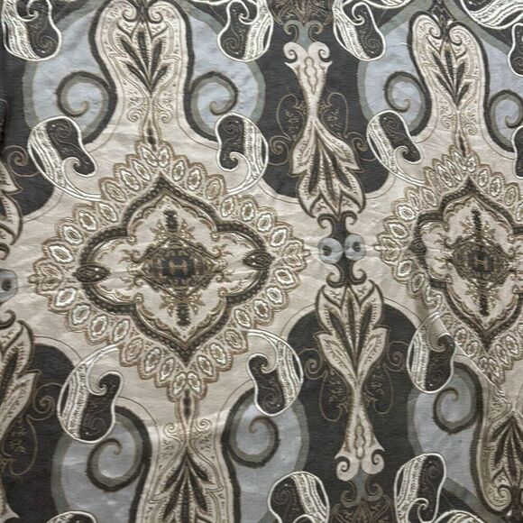 Extra Large neutral semi-sheer paisley & medallion print gray, brown, beige - Picture 5 of 9